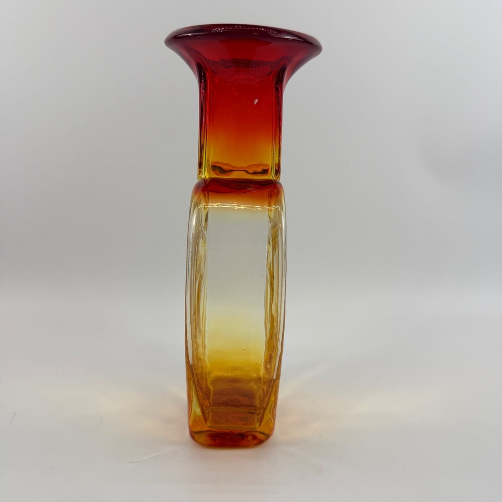 Blenko 3515 Heart Vase Tangerine Art Glass Signed Dated 2016 - Picture 6 of 13